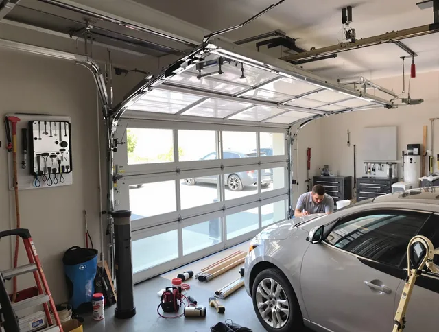 Garage door noise reduction service by Uxbridge Garage Door Repair in Uxbridge