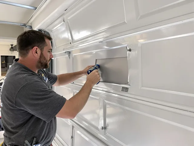 Garage door panel repair by Uxbridge Garage Door Repair in Uxbridge